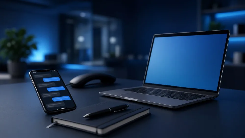 Contact Gnext Technologies digital agency desk phone and laptop Delhi